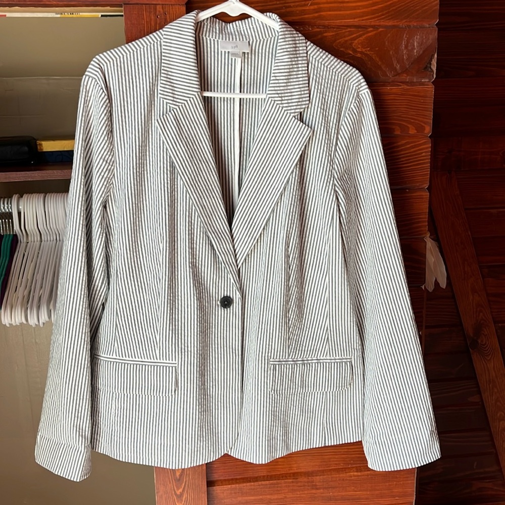 J. Jill Black and White Pinstripe Blazer